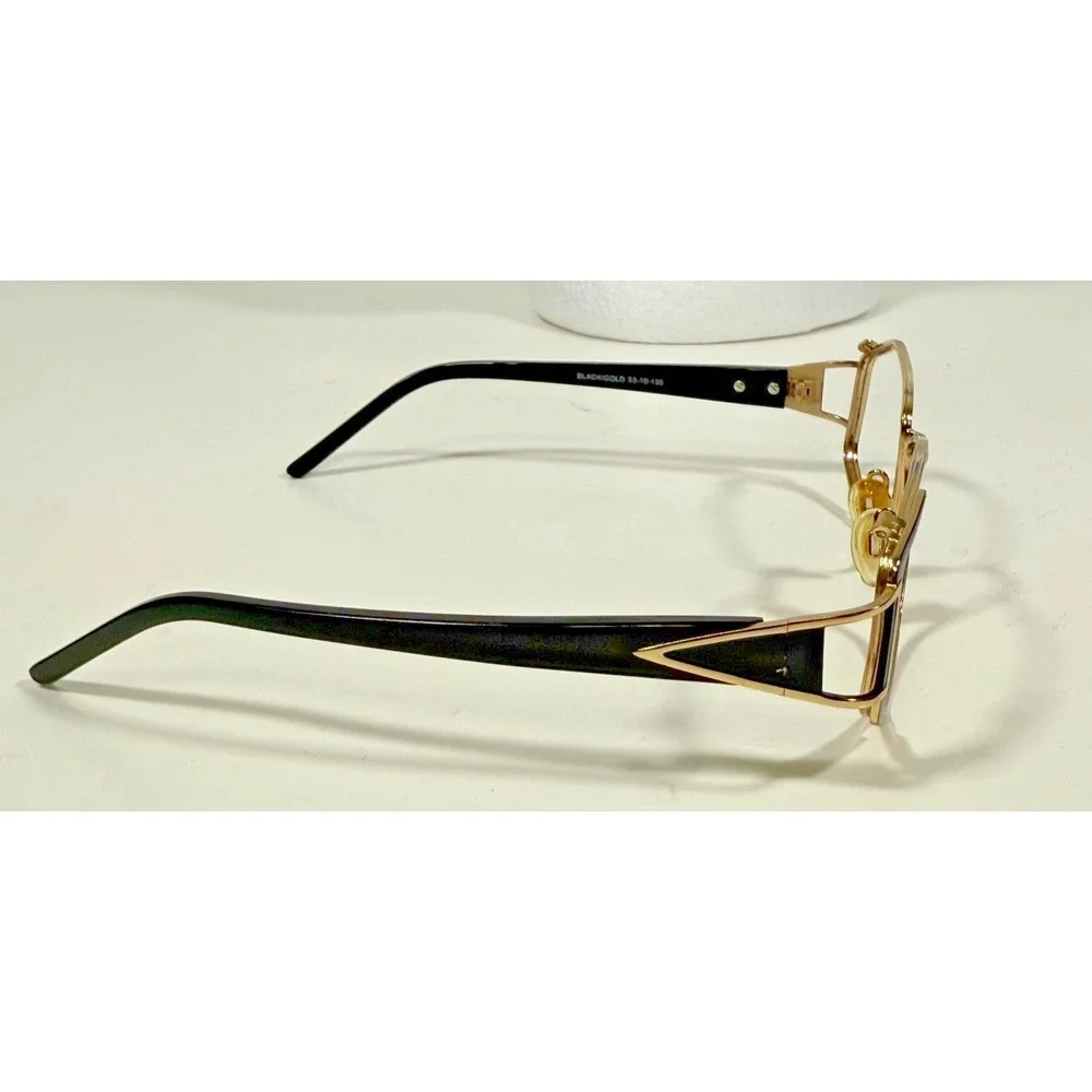 Bella Italia 311 Eyeglass Frames Womens 53-19-130 Black Gold Geometric Hexagon
